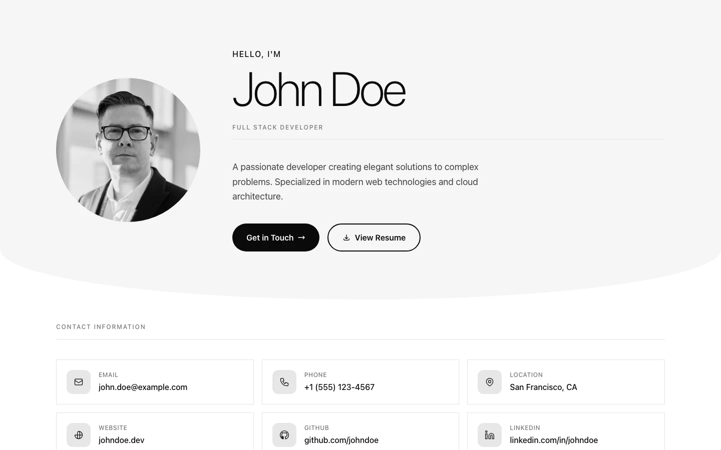 Folio portfolio design example